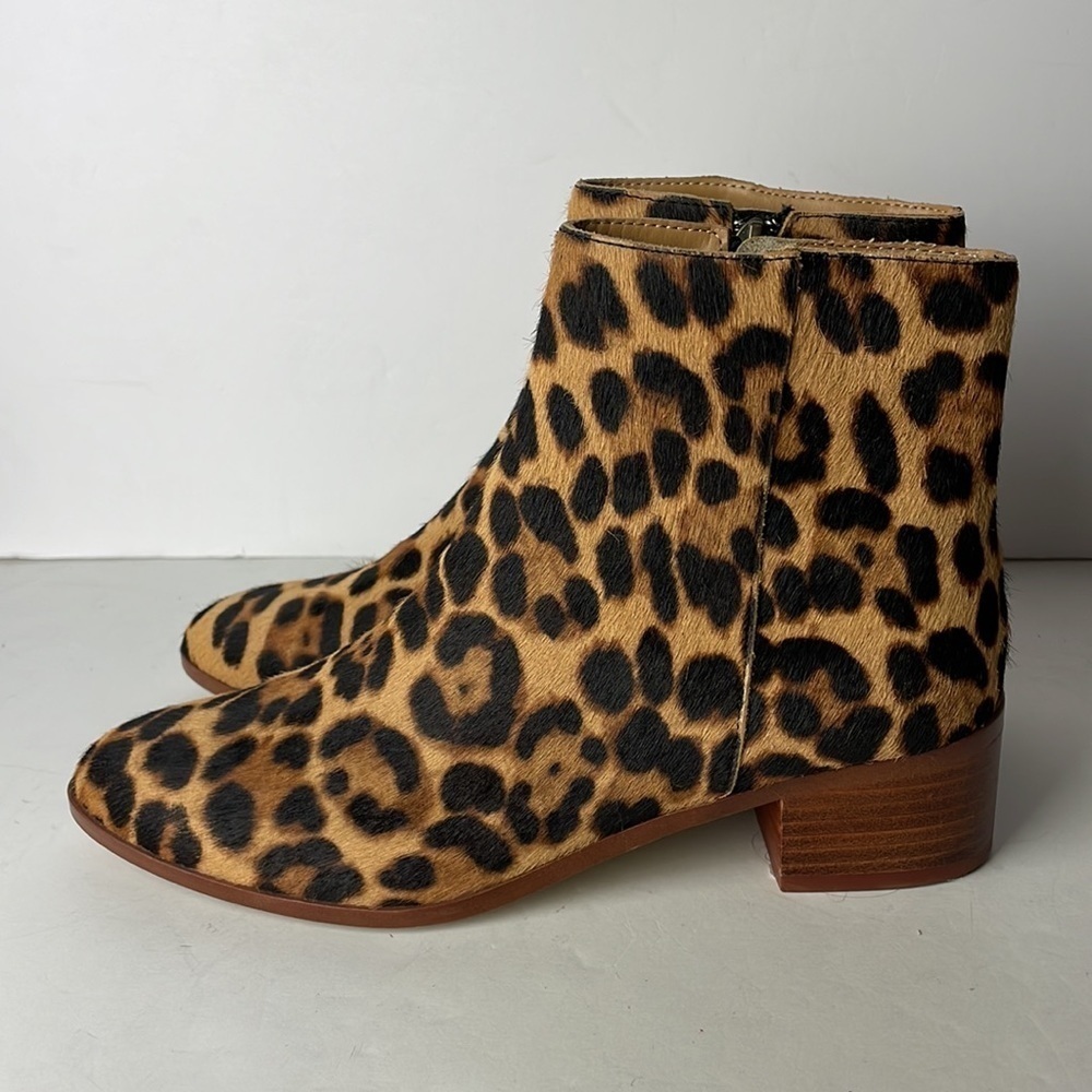 J Crew Walker Leopard Calf Hair Ankle Boots 6.5 - Picture 6 of 9